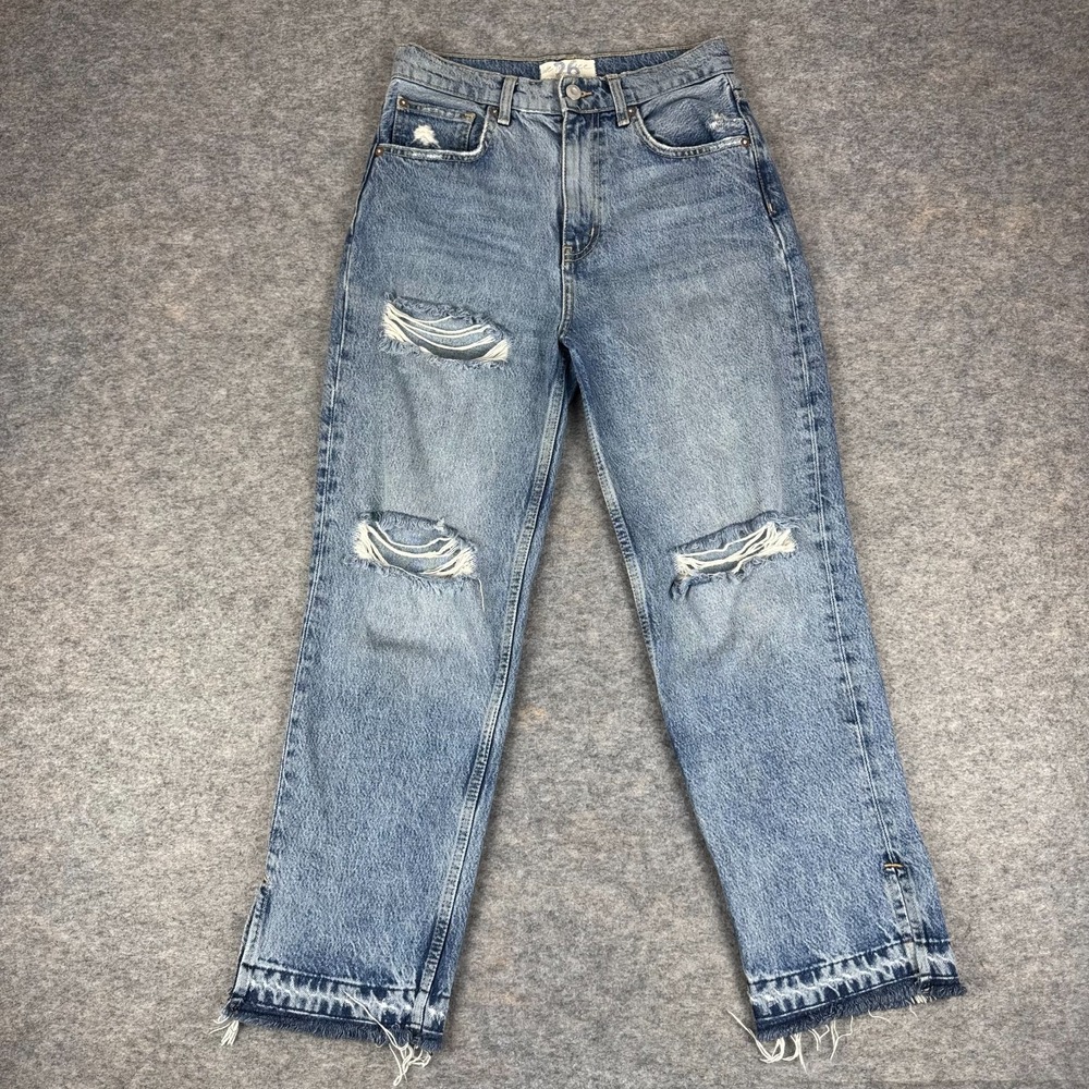 Free People‎ We The Free Lita Distressed High Rise Straight Leg Jeans Womens 26